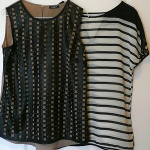 2 Women's Blouses Tops Semi Sheer Size S Sleeveless Casual Work